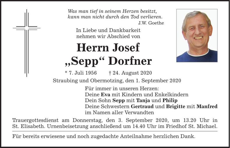 Traueranzeige Josef Dorfner