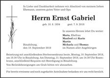 Traueranzeige Ernst Gabriel
