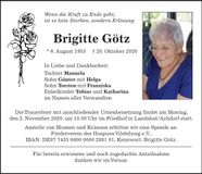 Traueranzeige Brigitte Götz