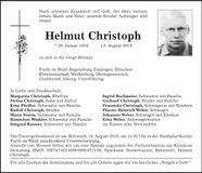 Traueranzeige Helmut Christoph