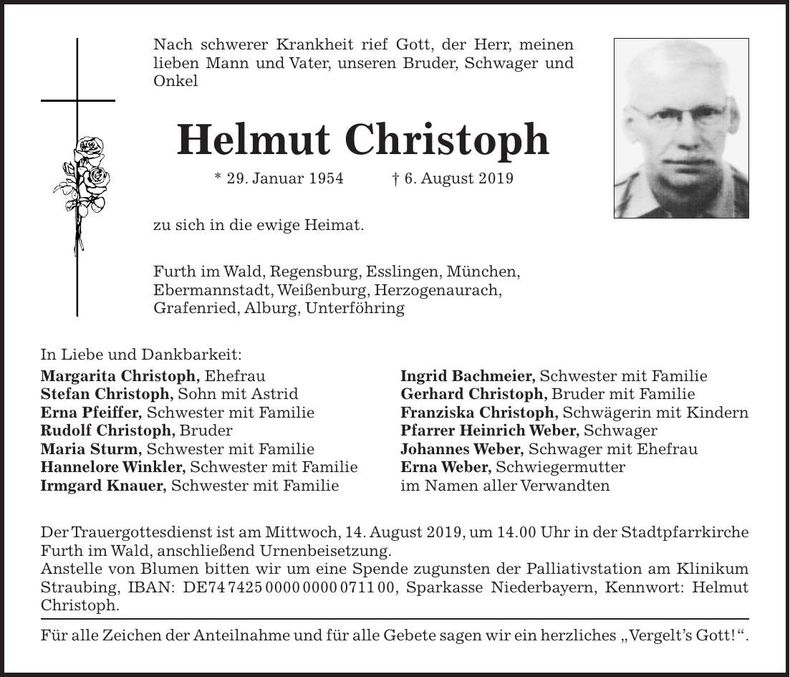 Traueranzeige Helmut Christoph
