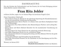 Traueranzeige Rita Johler