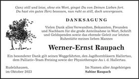 Traueranzeige Werner-Ernst Raupach