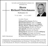 Traueranzeige Richard Fleischmann