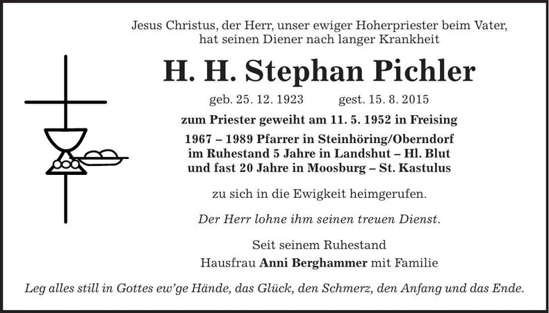 Traueranzeige Stephan Pichler