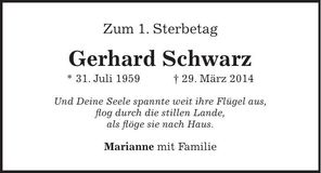 Traueranzeige Gerhard Schwarz