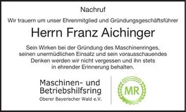 Traueranzeige Aichinger Franz