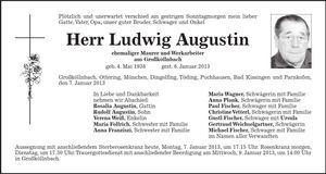Traueranzeige Ludwig Augustin