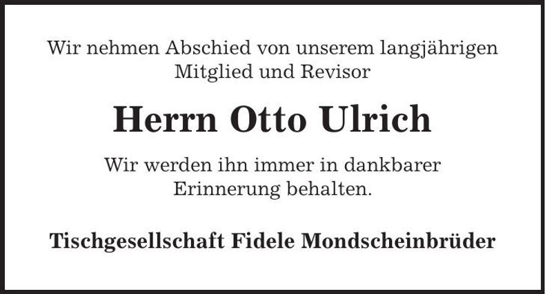 Traueranzeige Otto Ulrich