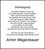 Traueranzeige Armin Wagenbauer