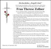 Traueranzeige Therese Zollner