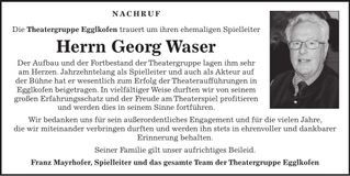 Traueranzeige Georg Waser