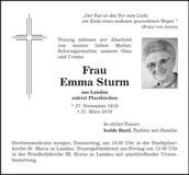 Traueranzeige Emma Sturm