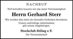 Traueranzeige Gerhard Sterr