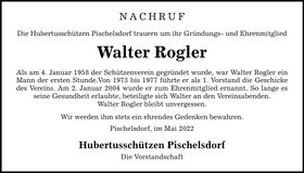 Traueranzeige Walter Rogler