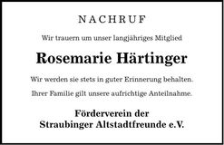 Traueranzeige Rosemarie Härtinger