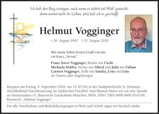 Traueranzeige Helmut Vogginger
