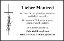 Traueranzeige Manfred Nagl