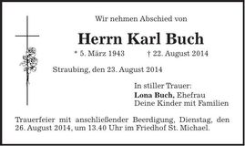 Traueranzeige Karl Buch