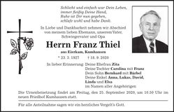 Traueranzeige Franz Thiel