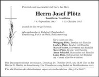 Traueranzeige Josef Plötz