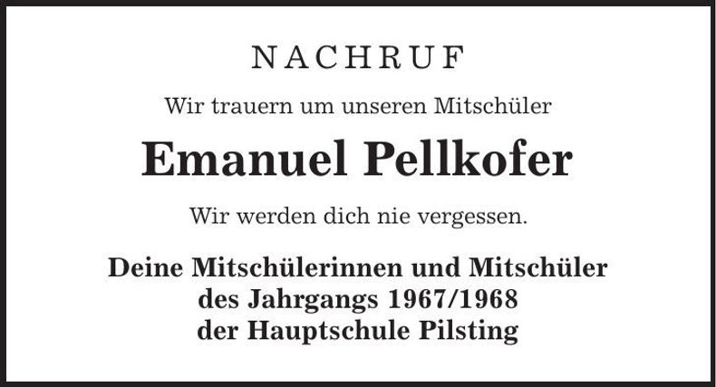 Traueranzeige Emanuel Pellkofer