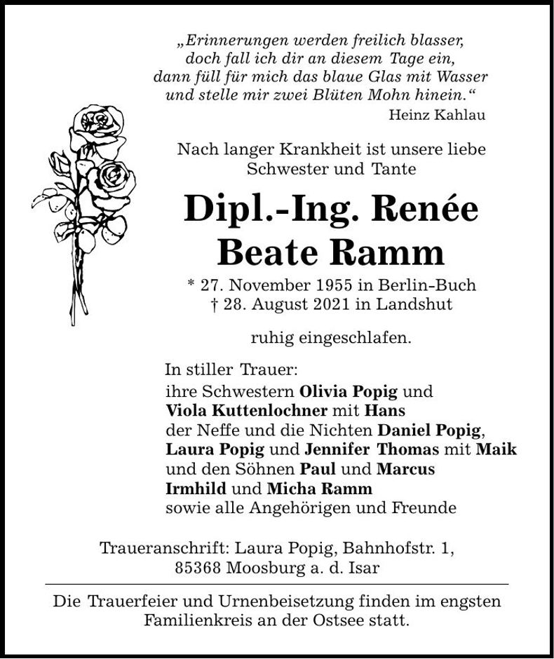 Traueranzeige Renée Beate Ramm