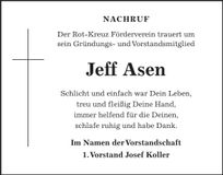 Traueranzeige Jeff Asen