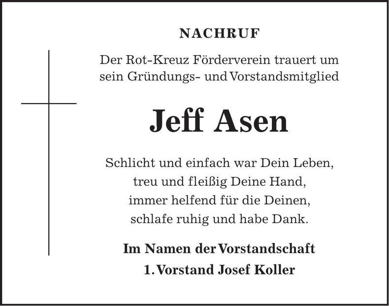 Traueranzeige Jeff Asen