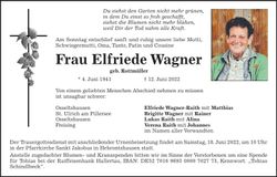 Traueranzeige Elfriede Wagner