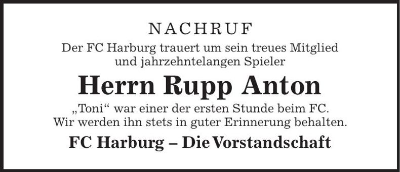 Traueranzeige Anton Rupp
