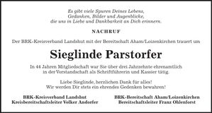 Traueranzeige Sieglinde Parstorfer