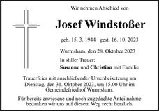 Traueranzeige Josef Windstoßer