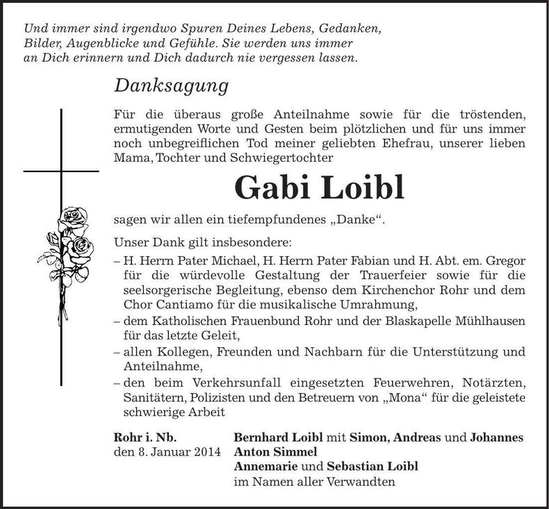 Traueranzeige Gabi Loibl