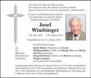 Traueranzeige Josef Wimbürger