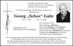 Traueranzeige Georg Gahr