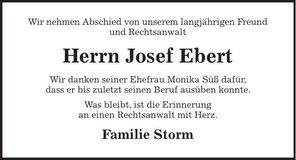 Traueranzeige Josef Ebert