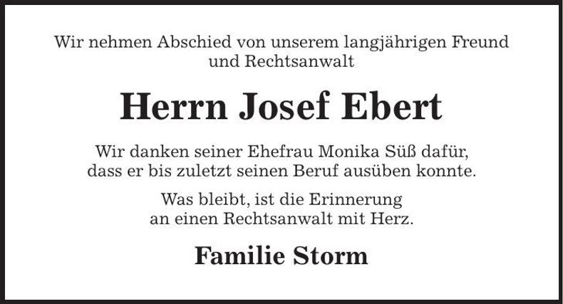 Traueranzeige Josef Ebert