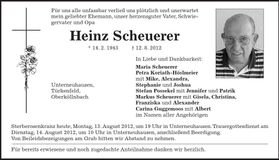 Traueranzeige Heinz Scheuerer