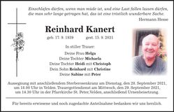 Traueranzeige Reinhard Kanert