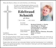 Traueranzeige Edeltraud Schmidt