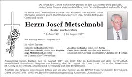 Traueranzeige Josef Metschnabl