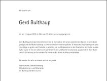 Traueranzeige Gerd Bulthaup
