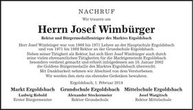 Traueranzeige Josef Wimbürger