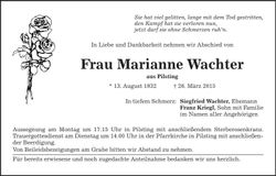 Traueranzeige Marianne Wachter