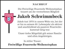 Traueranzeige Jakob Schwimmbeck