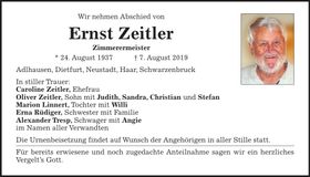 Traueranzeige Ernst Zeitler