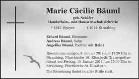 Traueranzeige Marie Cäcilie Bäuml