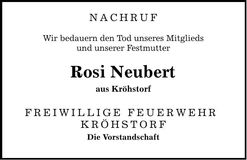 Traueranzeige Rosi Neubert