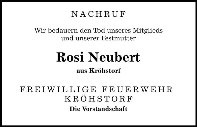 Traueranzeige Rosi Neubert